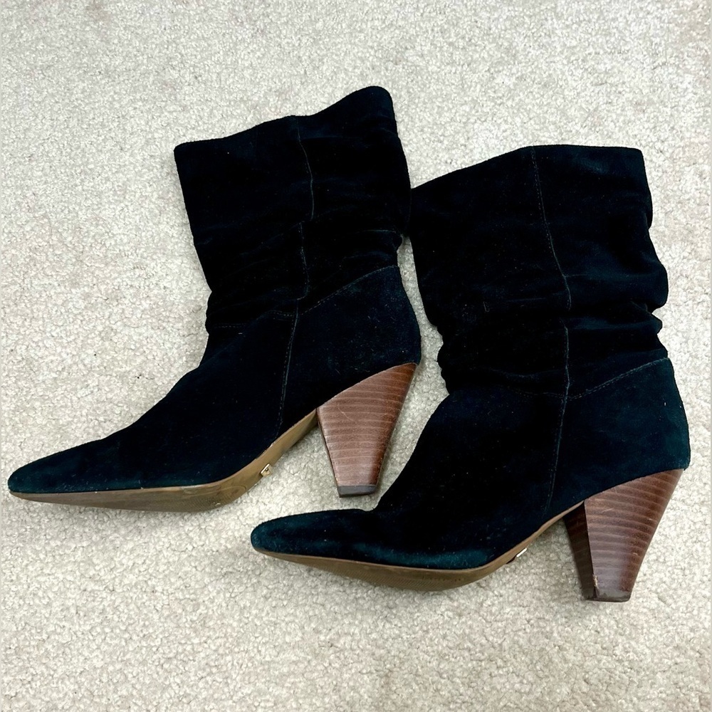 Kenzie black real suede booties, Size 7